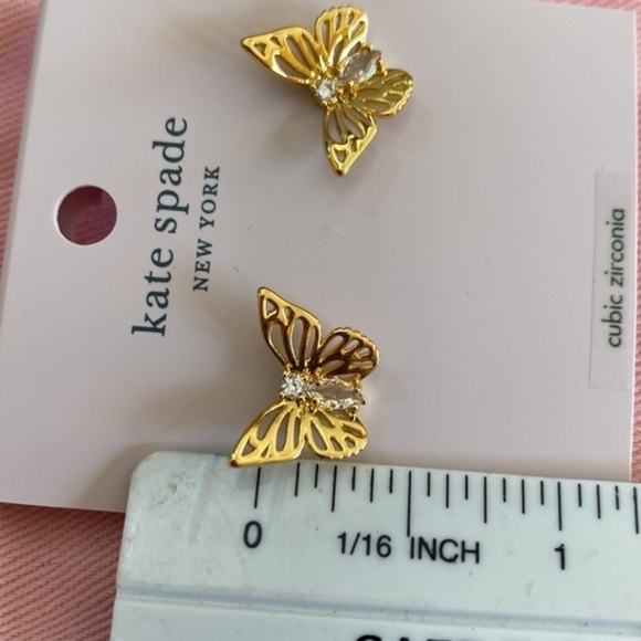 Kate Spade Social Butterfly gold statement cubic zirconia pierced earrings - Picture 8 of 13